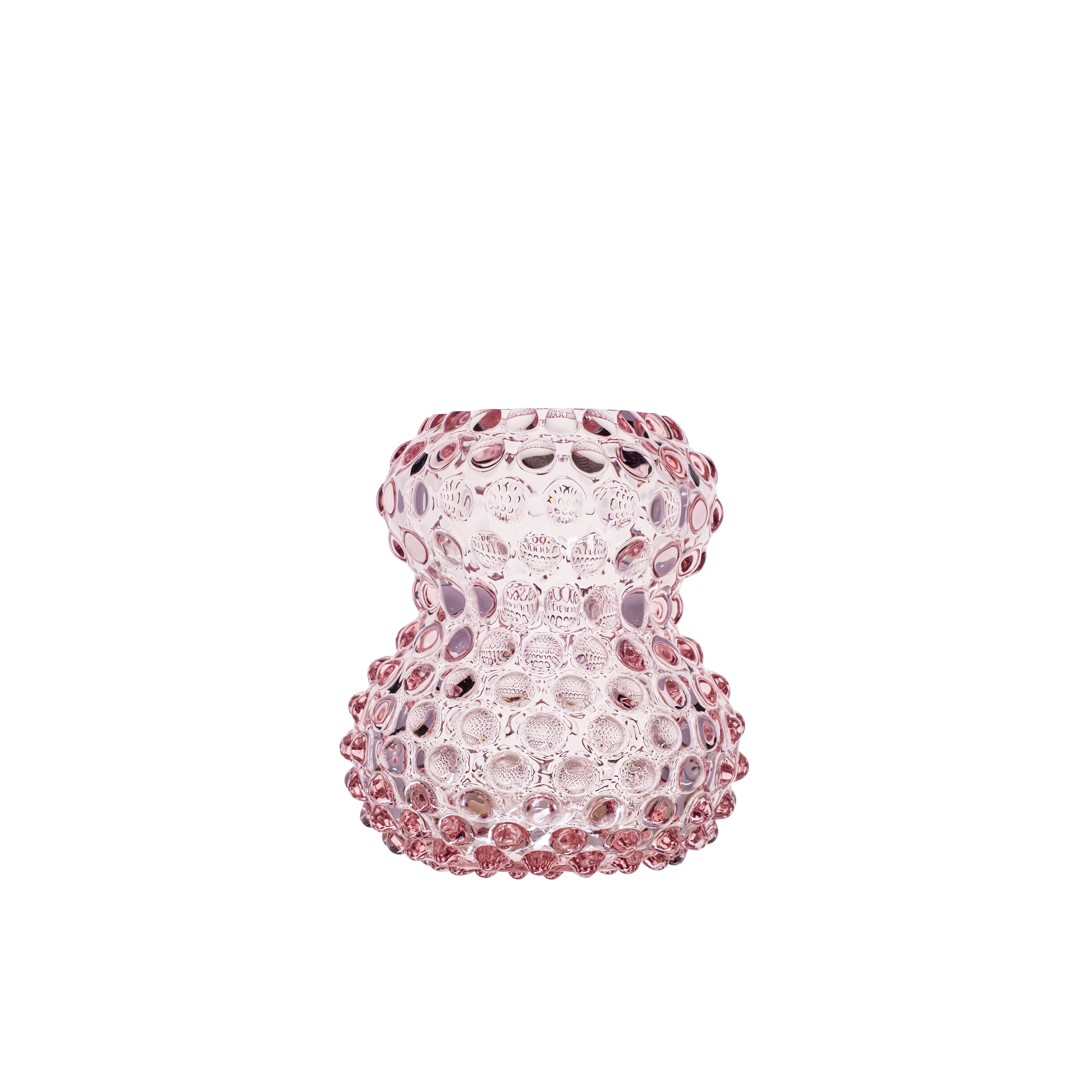 Hobnail Birdie vase, H13 cm - rosa